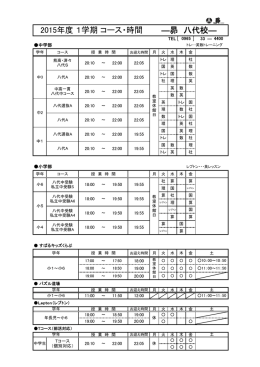 ―昴 八代校― 2015年度 1学期 コース・時間