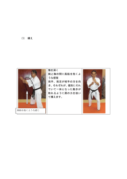 (1) 構え 懐を深く 腕と胸の間に風船を抱くよ うな感覚 両手、両足が相手