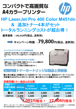 HP LaserJet Pro 400 Color M451dn & 追加トナー4本がセット トータル