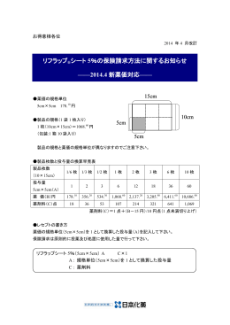 リフラップ&reg;シート 5％の保険請求方法に関するお知らせ &mdash;&mdash;2014.4 新