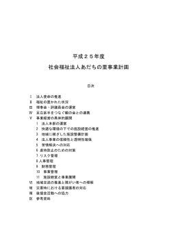 平成25年度 社会福祉法人あだちの里事業計画