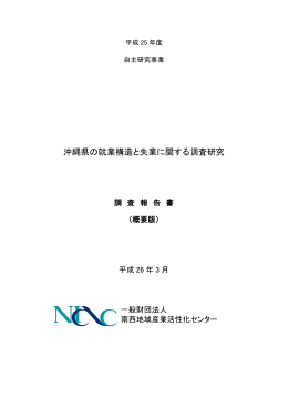 沖縄県の就業構造と失業に関する調査研究