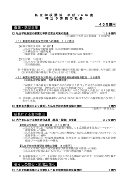 【参考資料】 平成24年度補正予算案に係る私立大学等施設・設備整備費