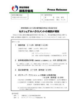群馬労働局における男女雇用機会均等法に係る施行状況～セクシュアル