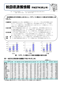 秋田県漁獲情報（平成27年3月上旬）(PDF文書)