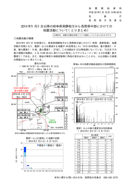 2014 年5月3日以降の岐阜県飛騨地方から長野県中部にかけての 地震