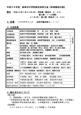 平成26年度 岐阜市中学校総合体育大会『卓球競技の部』 2.会場 3.大会