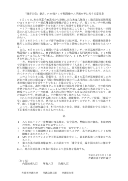 暴言、外来機F16戦闘機の大挙飛来等に対する意見書