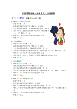 家族関係登録・各種申告・申請要領