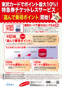 特急券チケットレスサービス 『選んで乗得ポイント』開始！