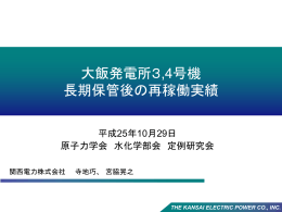 大飯3，4号機 PWR 長期保管後のプラント再稼働