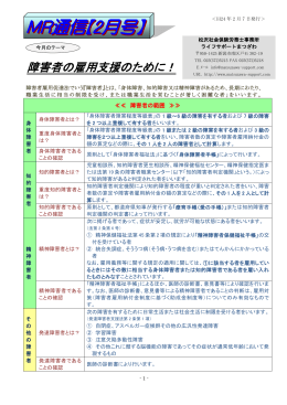 障害者の雇用支援のために！ - 松沢社会保険労務士事務所