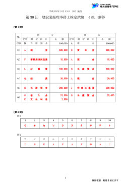 第 30 回 建設業経理事務士検定試験 4級 解答