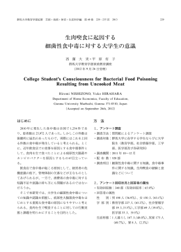 生肉喫食に起因する 細菌性食中毒に対する大学生の意識