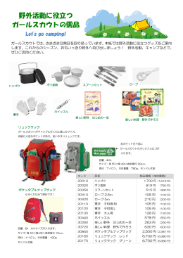 野外活動に役立つ ガールスカウトの需品