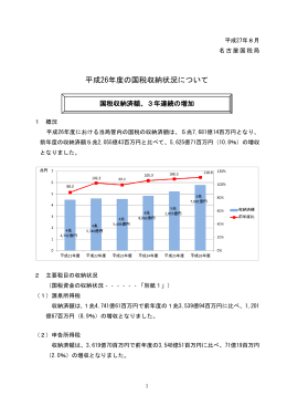 平成26年度の国税収納状況について