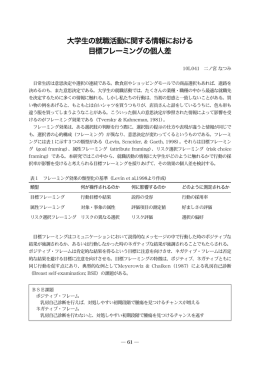 大学生の就職活動に関する情報における 目標フレーミングの個人差