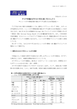 アジア市場めざすカナダのLNGプロジェクト～シェールガス開発計画の