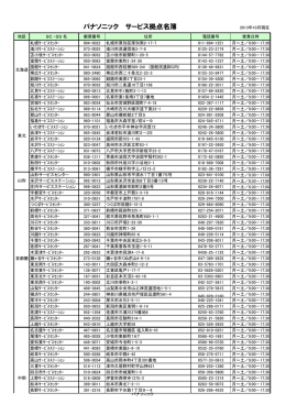 パナソニック サービス拠点名簿