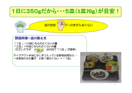 1日に350gだから・・・5皿（1皿70g）が目安！