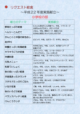 リクエスト給食 ～平成22 年度実施献立～ 小学校の部