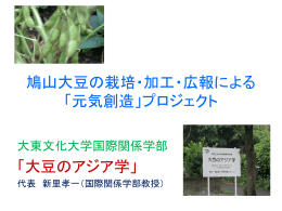 鳩山大豆の栽培・加工・広報による 「元気創造