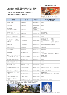 上越市の施設利用料を割引