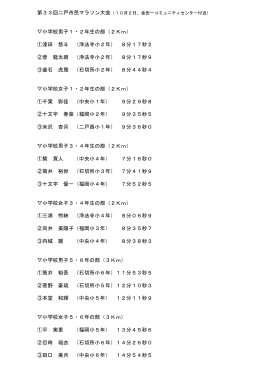 小学校男子1・2年生の部（2Km） ①漆田 悠斗 （浄法寺小2年） 8分17秒