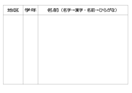地区 学年 名前（名字&rarr;漢字・名前&rarr;ひらがな）