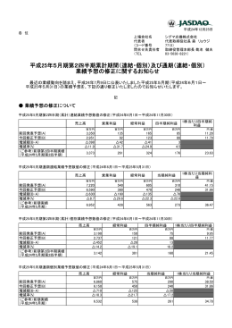 平成25年5月期第2四半期累計期間（連結・個別）及び通期（連結・個別