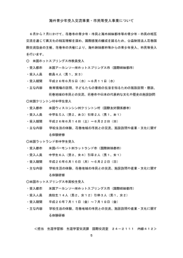 海外青少年受入交流事業・市民等受入事業について