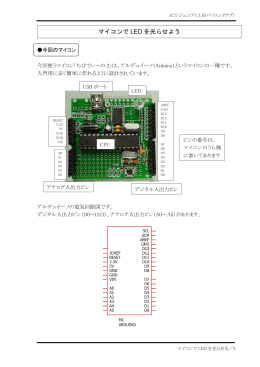 マイコンでLEDを光らせるプログラムテキスト（PDF）