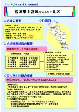 地域のビジョン 「ひとにやさしい元気なむらおこし」 組織の名称 ：上宮津