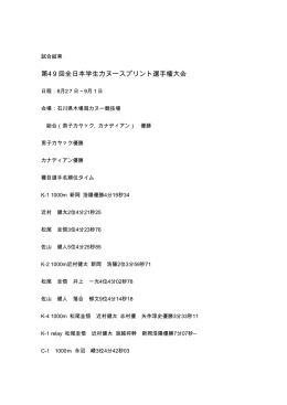 第49回全日本学生カヌースプリント選手権大会 試合結果（PDF）