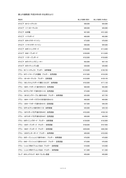 新上代価格表（平成25年9月1日出荷分より）