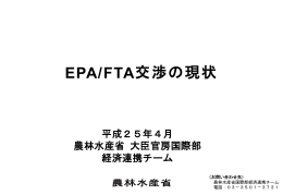 EPA／FTAの現状（平成25年4月農林水産省）（PDF：759KB）