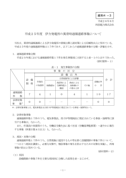 4－3 平成25年度伊方発電所の異常時通報連絡事象について（四国電力  ）