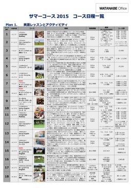 2015サマースクールプログラム一覧