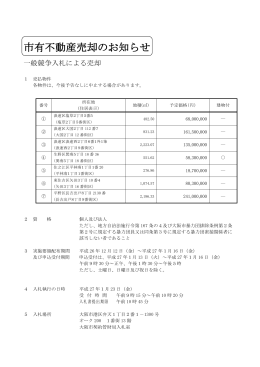 市有不動産売却のお知らせ