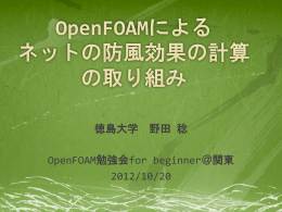 徳島大学 野田 稔 OpenFOAM勉強会for beginner＠関東 2012/10/20