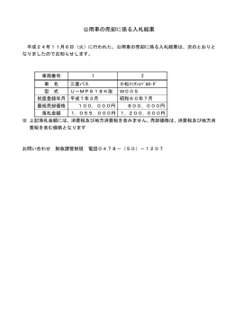公用車の売却に係る入札結果
