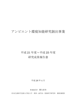 アンビエント環境知能研究創出事業 - 視覚情報メディア研究室