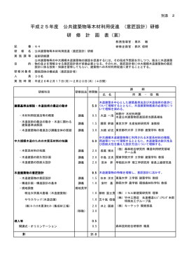 平成25年度 公共建築物等木材利用促進 （意匠設計）研修 研