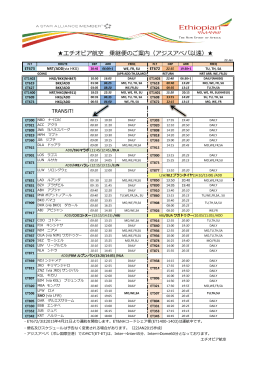 TRANSIT! エチオピア航空 乗継便のご案内（アジスアベバ以遠）