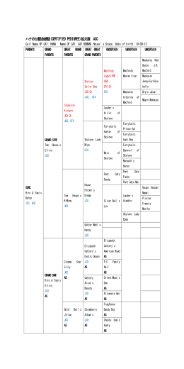 Certified Pedigree of HANA（Uncertain）・ハナの血統証