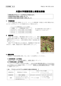 大豆の予想開花期と病害虫防除