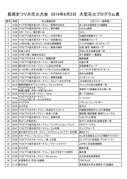 長岡まつり大花火大会 2014年8月2日 大型花火プログラム表