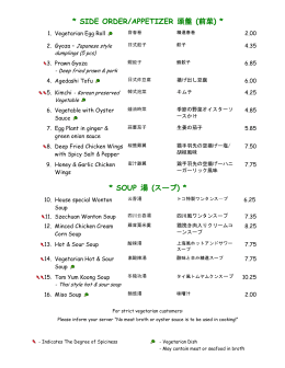 SIDE ORDER/APPETIZER 頭盤 (前菜) * * SOUP 湯 (スープ)