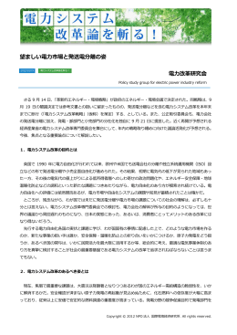 望ましい電力市場と発送電分離の姿 電力改革研究会