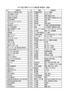 H27「富士見町プレミアム商品券」取扱店一覧表